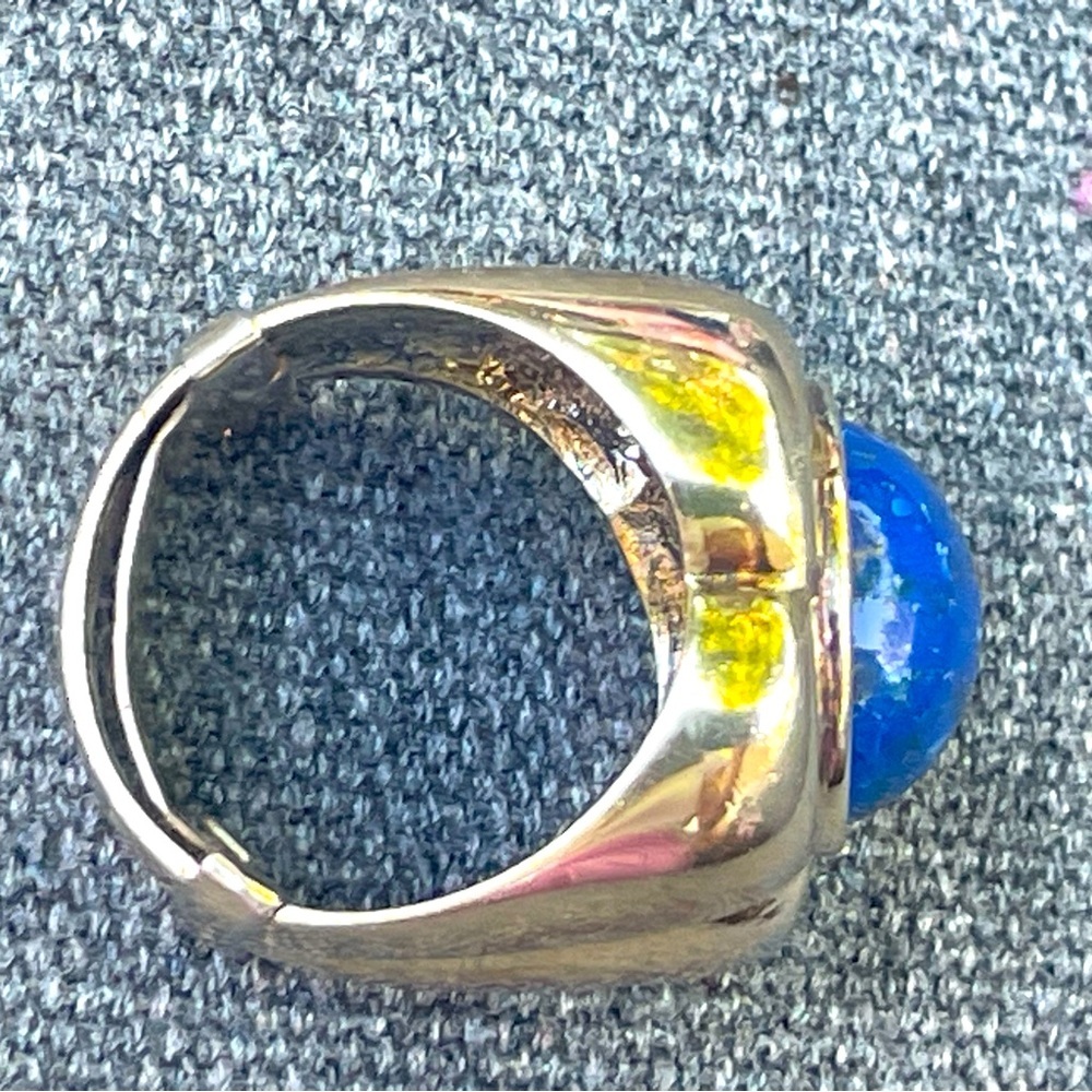 LE MONDE LE BIJOUX Lapis Lazuli stone in 925 sterling flower setting, sz8, 12.8g - Picture 8 of 13